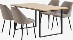 AABENRAA L160 tafel eiken + 4 VELLEV stoelen zand/zwart
