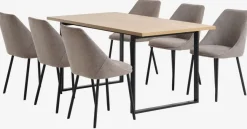 AABENRAA L160 tafel eiken + 4 VELLEV stoelen zand/zwart