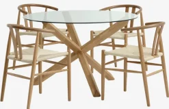 AGERBY Ø119 tafel eiken + 4 GUDERUP stoelen eiken/naturel
