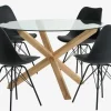 AGERBY Ø119 tafel eiken + 4 KLARUP stoelen zwart