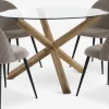 AGERBY Ø119 tafel eiken + 4 KOKKEDAL stoelen fluweel grijs