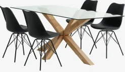 AGERBY L190 tafel eiken + 4 KLARUP stoelen zwart
