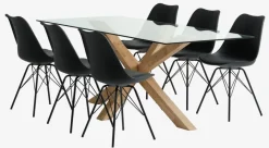 AGERBY L190 tafel eiken + 4 KLARUP stoelen zwart