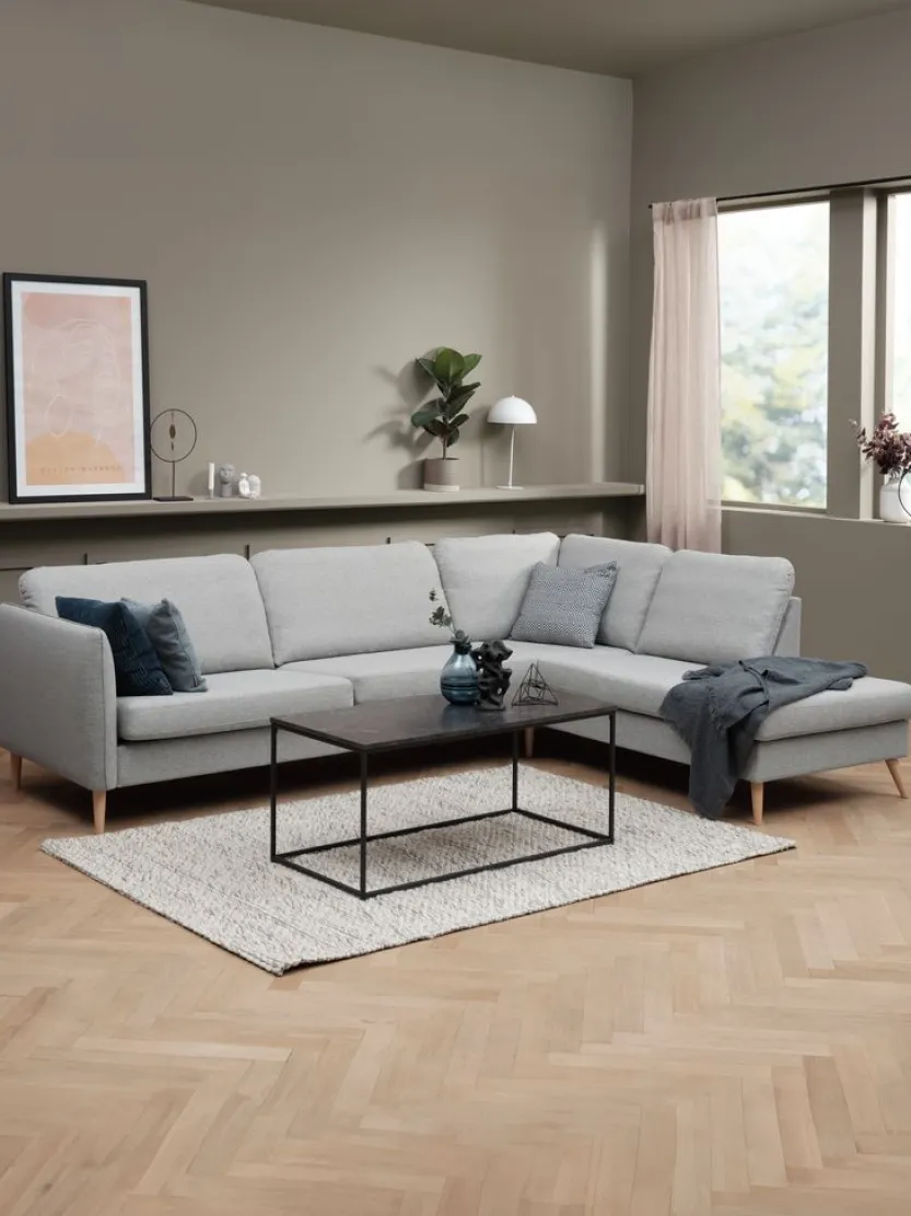 Bank AARHUS open einde rechts lichtgrijze stof