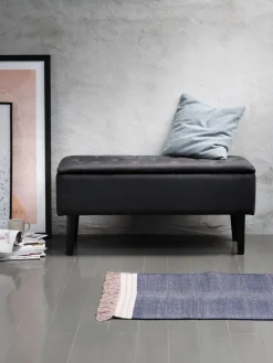 Bank BADSTED met opbergruimte fluweel zwart