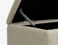 Bank BADSTED met opbergruimte beige stof/eiken kleur