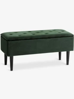 Bank BADSTED met opbergruimte fluweel donkergroen/zwart