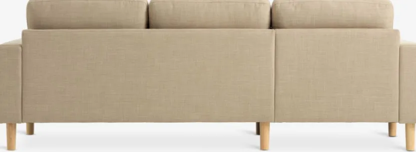 Bank EGENSE chaise longue zandkleurige stof/eiken kleur