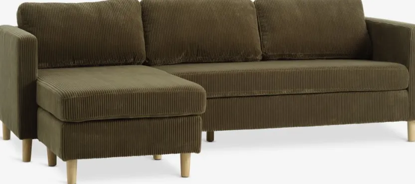 Bank FALSLEV chaise longue corduroy olijfgroen