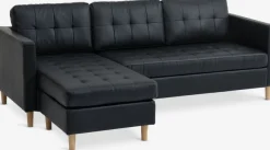 Bank FALSLEV chaise longue zwart kunstleer