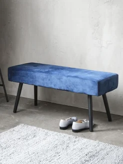 Bank RJUKAN fluweel donkerblauw/zwart