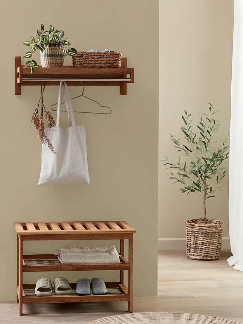 Bank TOMMERUP met schoenenrek eiken