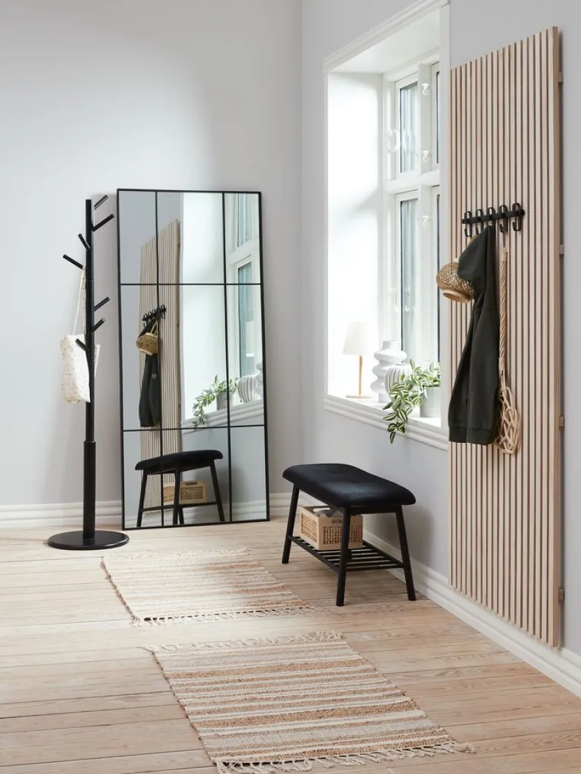 Bank VANDSTED met schap zwarte stof/zwart