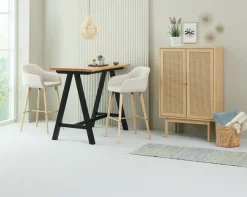 Barkruk ADSLEV beige stof/eiken kleur