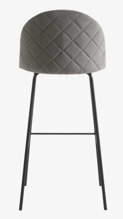 Barkruk GRINDSTED fluweel grijs/zwart