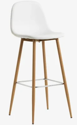 Barkruk JONSTRUP wit kunstleer/eiken kleur