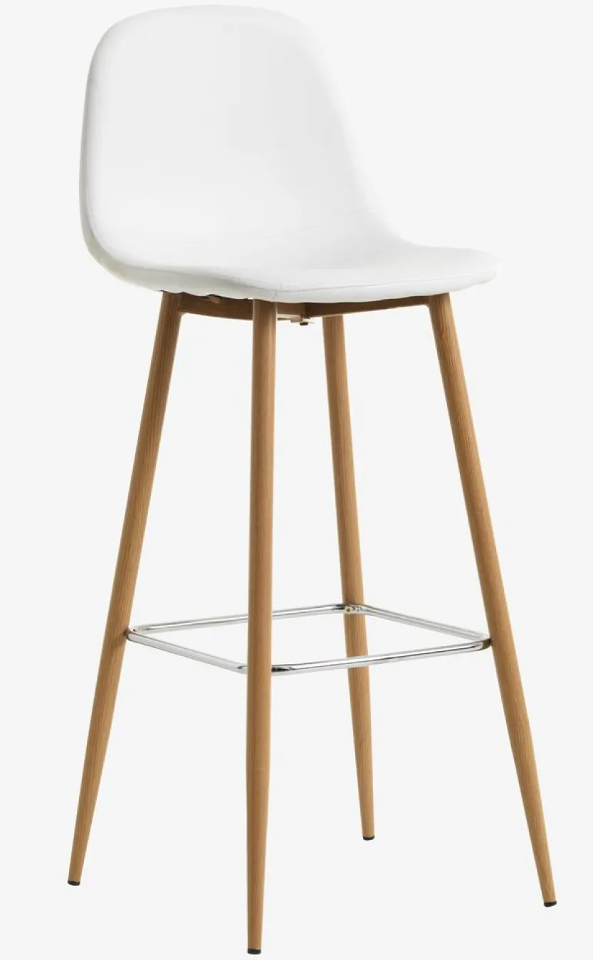 Barkruk JONSTRUP wit kunstleer/eiken kleur