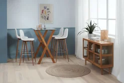 Barkruk JONSTRUP wit kunstleer/eiken kleur