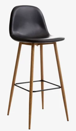 Barkruk JONSTRUP zwart kunstleer/eiken kleur