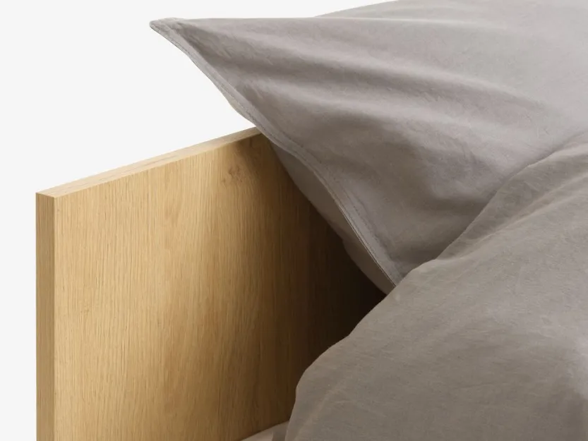 Bedframe BILLUND 90x200 met opbergruimte wit/eiken