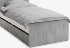 Bedframe BILLUND 90x200 opbergruimte wit/beton