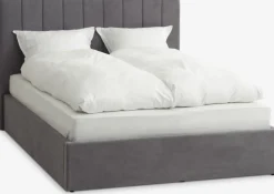 Bedframe HASLEV 140x200 opbergruimte donkergrijze stof