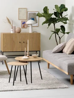 Bijzettafel NYBO Ø40 eiken kleur/zwart