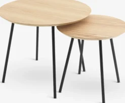 Bijzettafel NYBO Ø40 eiken kleur/zwart