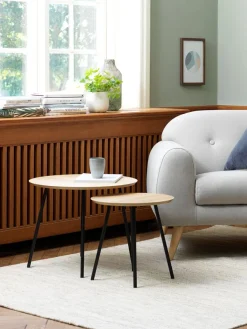 Bijzettafel NYBO Ø55 eiken kleur/zwart