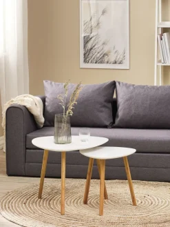 Bijzettafel TAPS 40x40 wit/bamboe