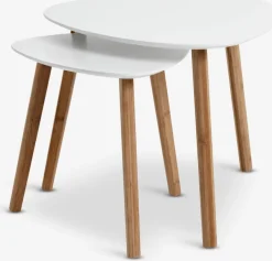 Bijzettafel TAPS 40x40 wit/bamboe