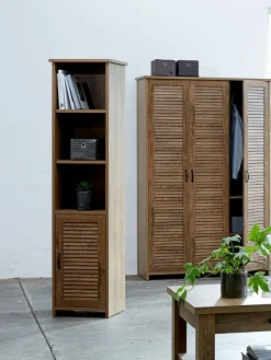 Boekenkast MANDERUP 1 deur 3+1 schappen wild eiken