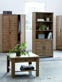 Boekenkast MANDERUP 2 deuren 3+1 schappen wild eiken