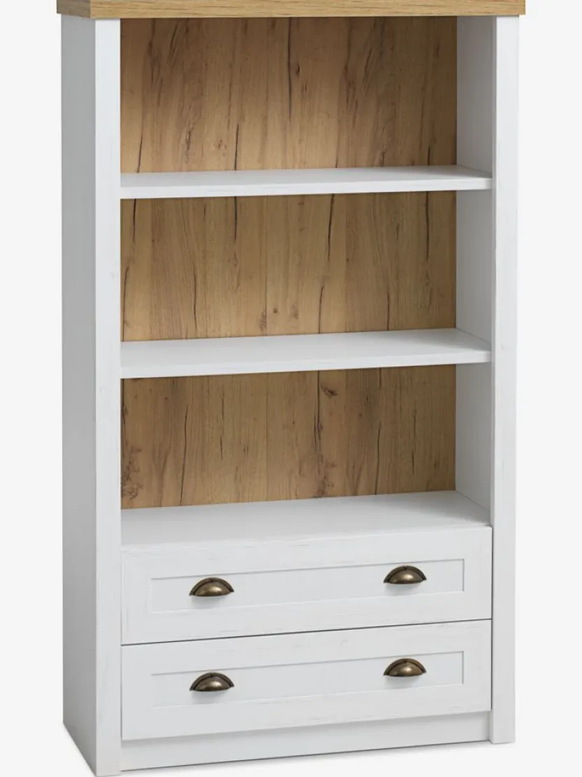 Boekenkast MARKSKEL 2 lades wit/eiken kleur
