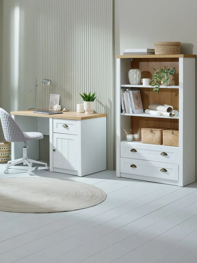 Boekenkast MARKSKEL 2 lades wit/eiken kleur