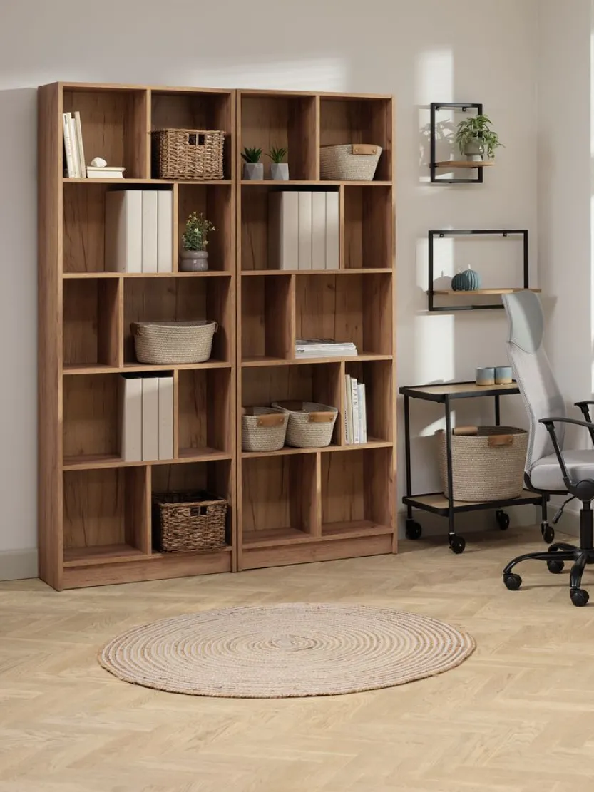 Boekenkast MOSBJERG 10 schappen eiken kleur