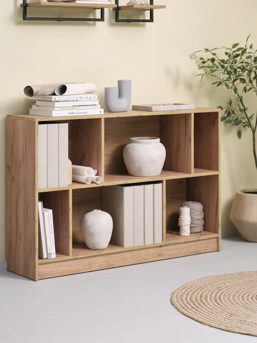 Boekenkast MOSBJERG 6 schappen eiken kleur