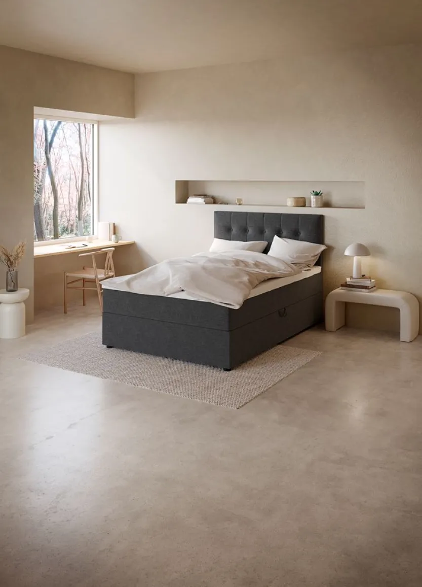 Boxspring 140x200 GOLD C50 opbergruimte grijs-40