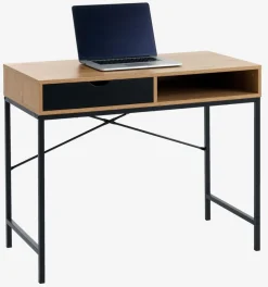 Bureau TRAPPEDAL 48x95 1 lade eiken kleur/zwart