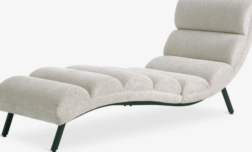 Chaise longue LINDELSE beige teddy/zwart