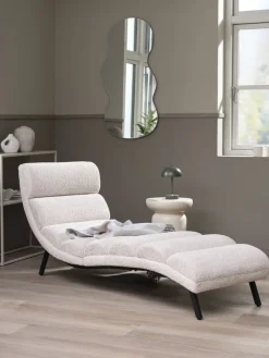 Chaise longue LINDELSE beige teddy/zwart