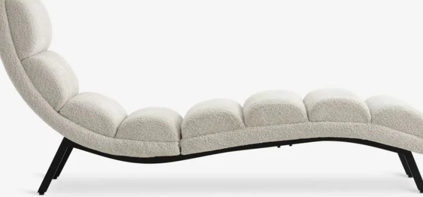 Chaise longue LINDELSE beige teddy/zwart