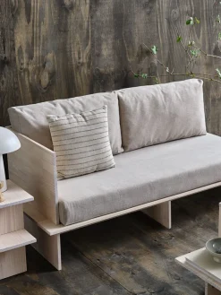 Daybed SOLLERUP 204x78 lichtgrijze stof/massief grenen