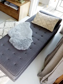 Daybed VARBJERG 190x152 cm donkergrijze stof/eiken kleur