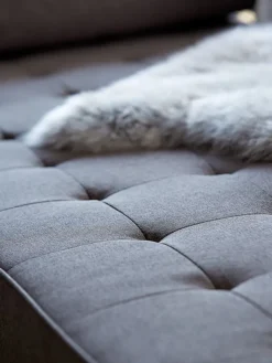 Daybed VARBJERG 190x152 cm donkergrijze stof/eiken kleur