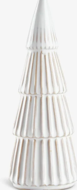 Decoratie boom MYSING Ø7xH19cm steengoed wit/bruin