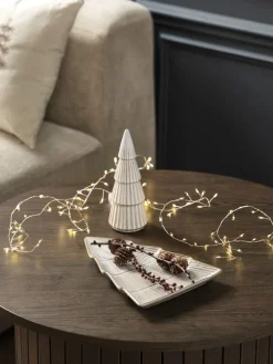 Decoratie boom MYSING Ø7xH19cm steengoed wit/bruin