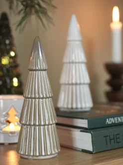 Decoratie boom MYSING Ø7xH19cm steengoed wit/bruin