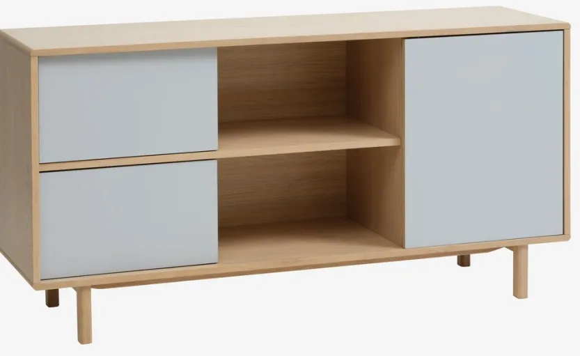 Dressoir EGEBJERG 2 lades 1 deur grijs/eiken