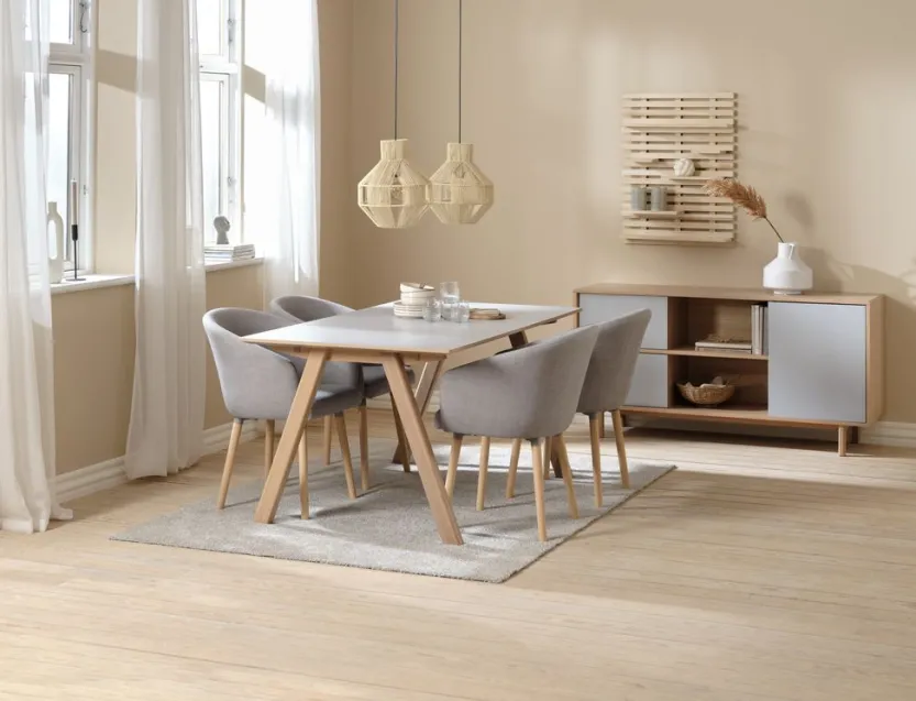 Dressoir EGEBJERG 2 lades 1 deur grijs/eiken